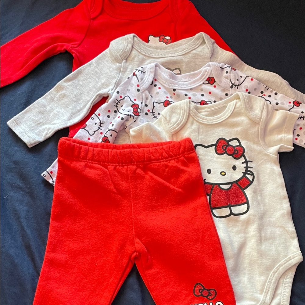 Hello Kitty Baby Outfit Set - Red and White